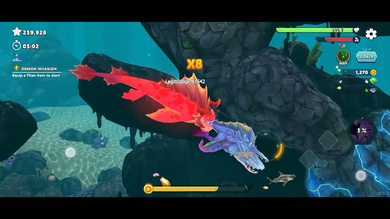 Surviving the game hungry shark as a Abbysshark evolved (first time I'm in 40M score)