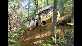 Making Trail on Steep Hill With Skid Steer  Nerve Racking