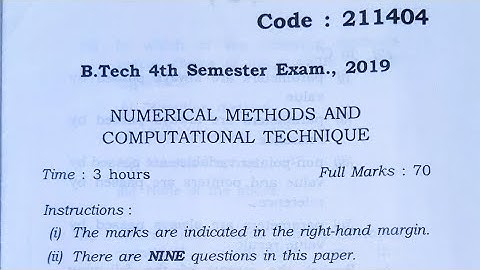 Numerical method and computational technique|| question paper for second year student||B.Tech AKU||