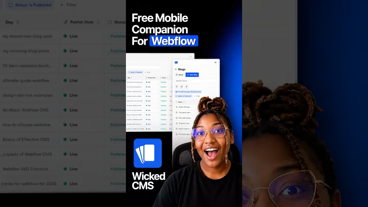 Wicked CMS Free Mobile Companion for Webflow