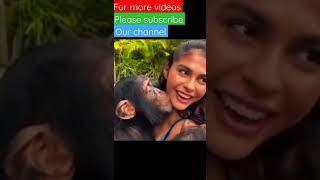 #Monkey Kissing to Hot sexy girl #shorts #Hapilac