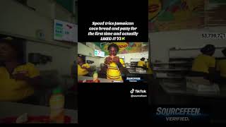 “Isospeed Tried Jamaican Patty & Coco Bread for the FIRST TIME 🇯🇲😭”