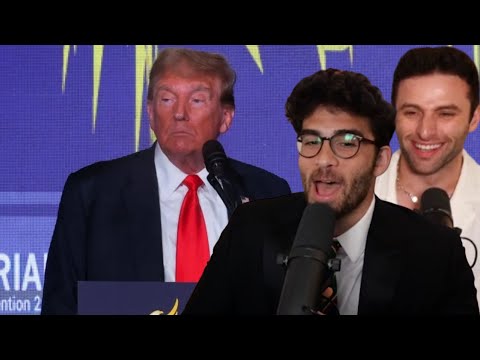 Thumbnail for Trump Gets BOOED Off Stage At The Libertarian Convention | Hasanabi & Austin Show react