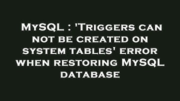 MySQL : 