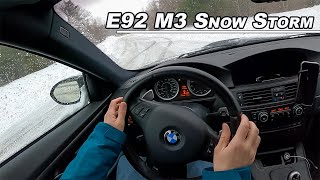 BMW E92 M3 vs SNOW  RWD Winter Drifting (POV Binaural Audio)