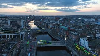 Evening scenery of Dublin  drone footage