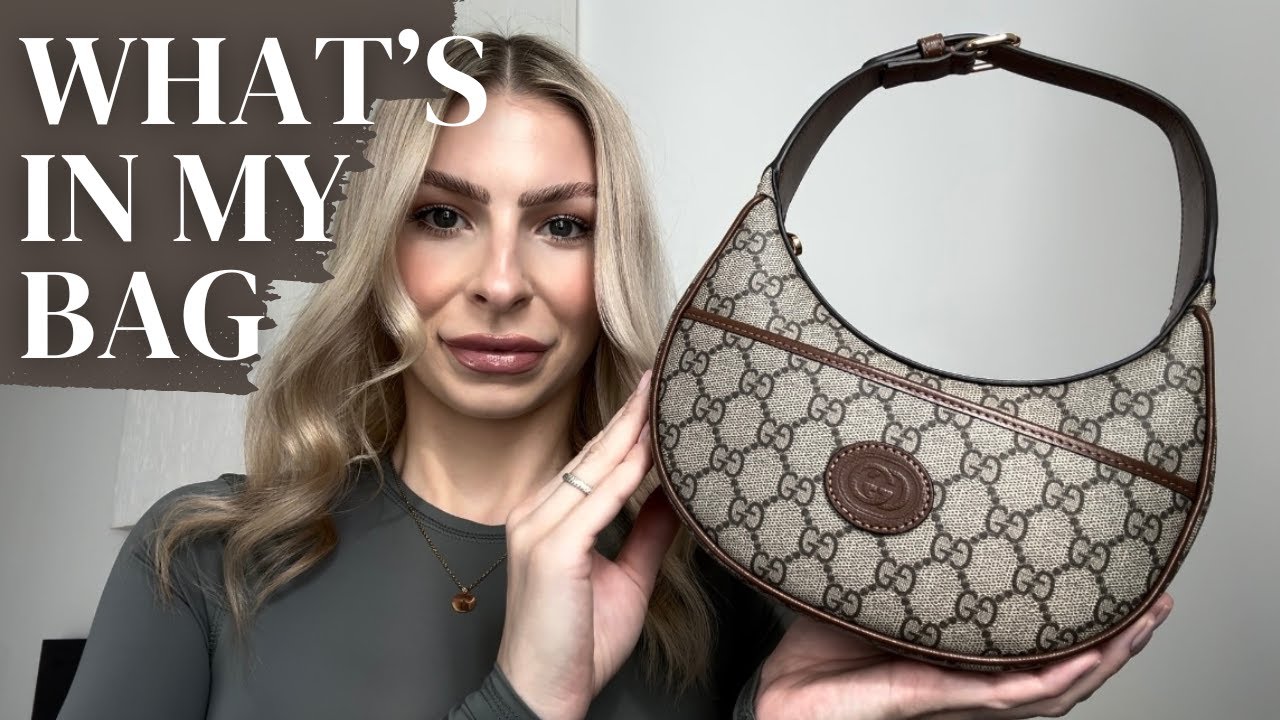 【GUCCI 】GG Ophidia Studded Half Moon Shoulder Bag PINK MIX WHAT'S IN MY BAG | GUCCI HALF MOON | GUCCI OPHIDIA | SPRING