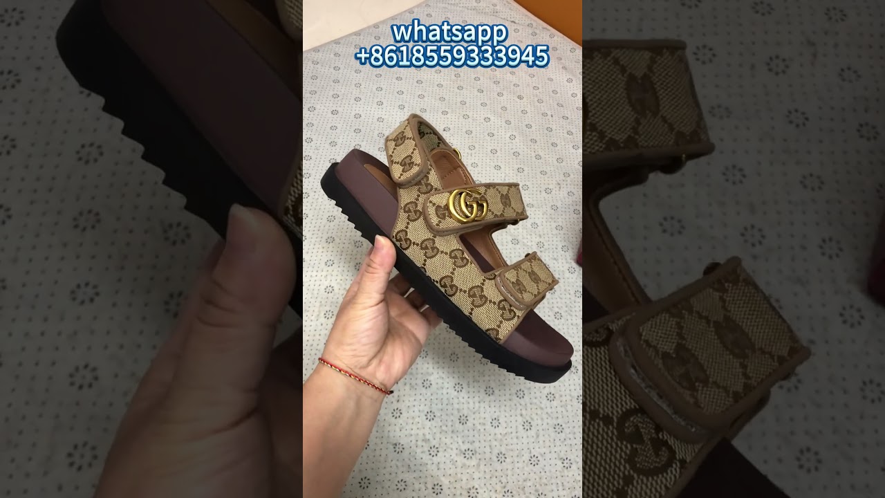 Gucci GG Canvas & Leather Sandal in Brown Unboxing # Shorts #