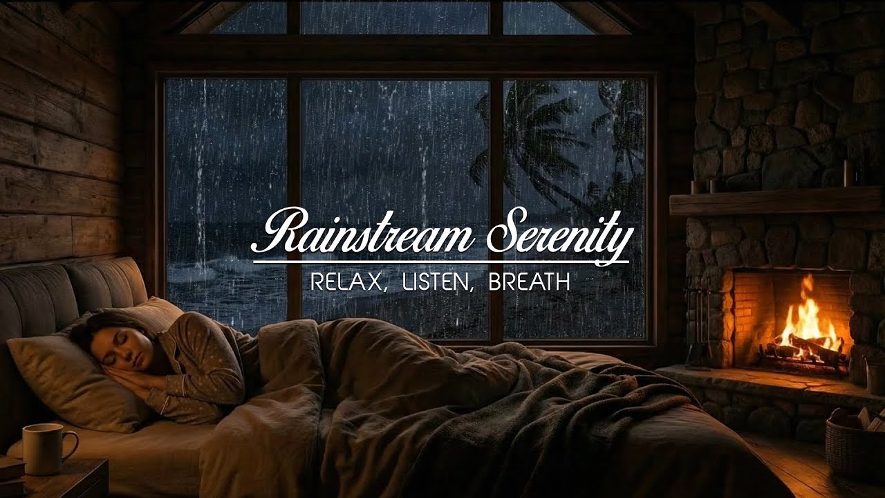 No Ads, Rain Sounds & Fireplace 🌧️🔥 Cozy Ocean Bedroom ASMR for Deep Sleep 