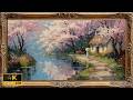 Spring Countryside Art 4K Screensaver Cherry Blossom Path Cottage Creek Frame TV Display