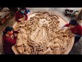 1 Year Carving An Extremely Large Wall Art From A Piece Of Wood Ingenious Skill Of Wood Carving