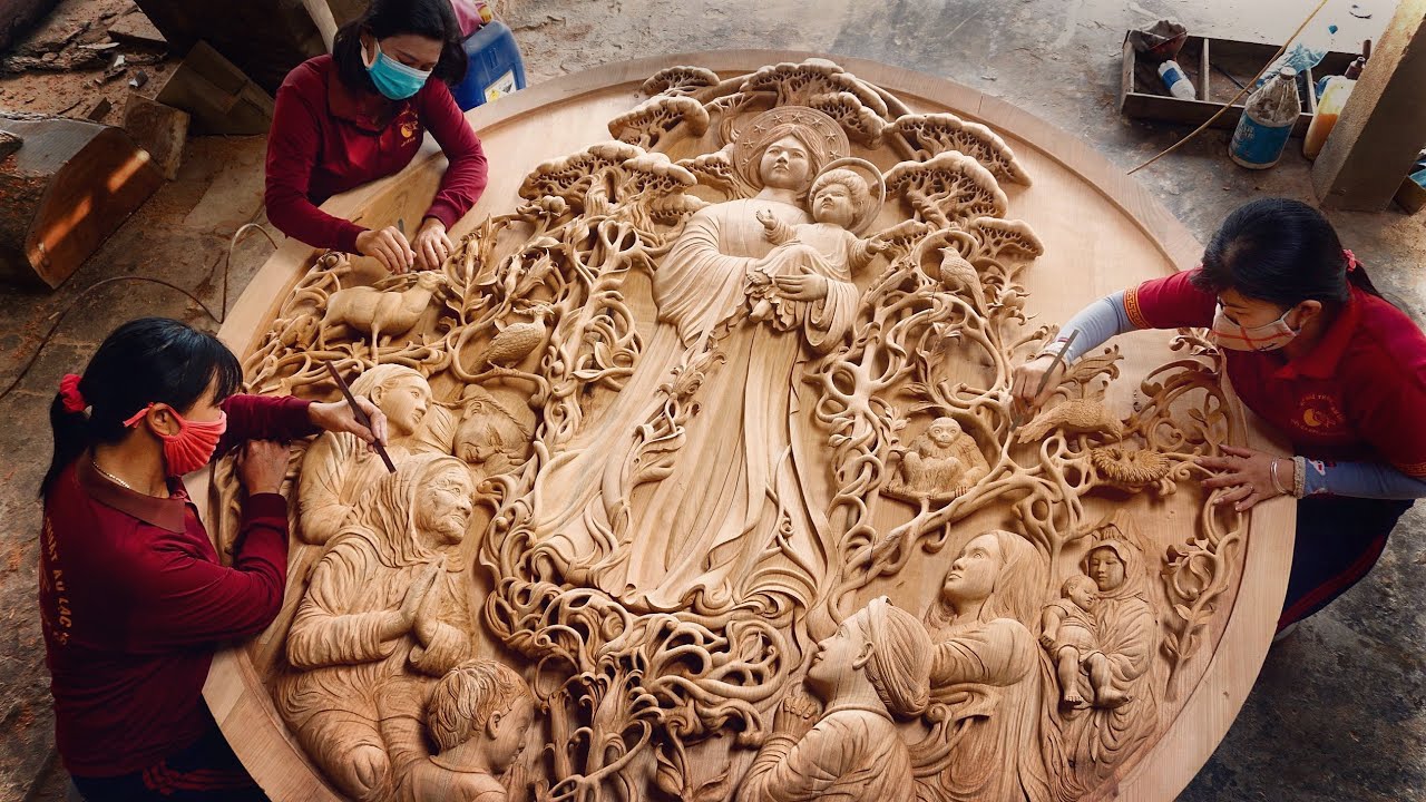 ⁣1 Year Carving an Extremely Large Wall Art from a piece of Wood - Ingenious Skill of Wood Carving