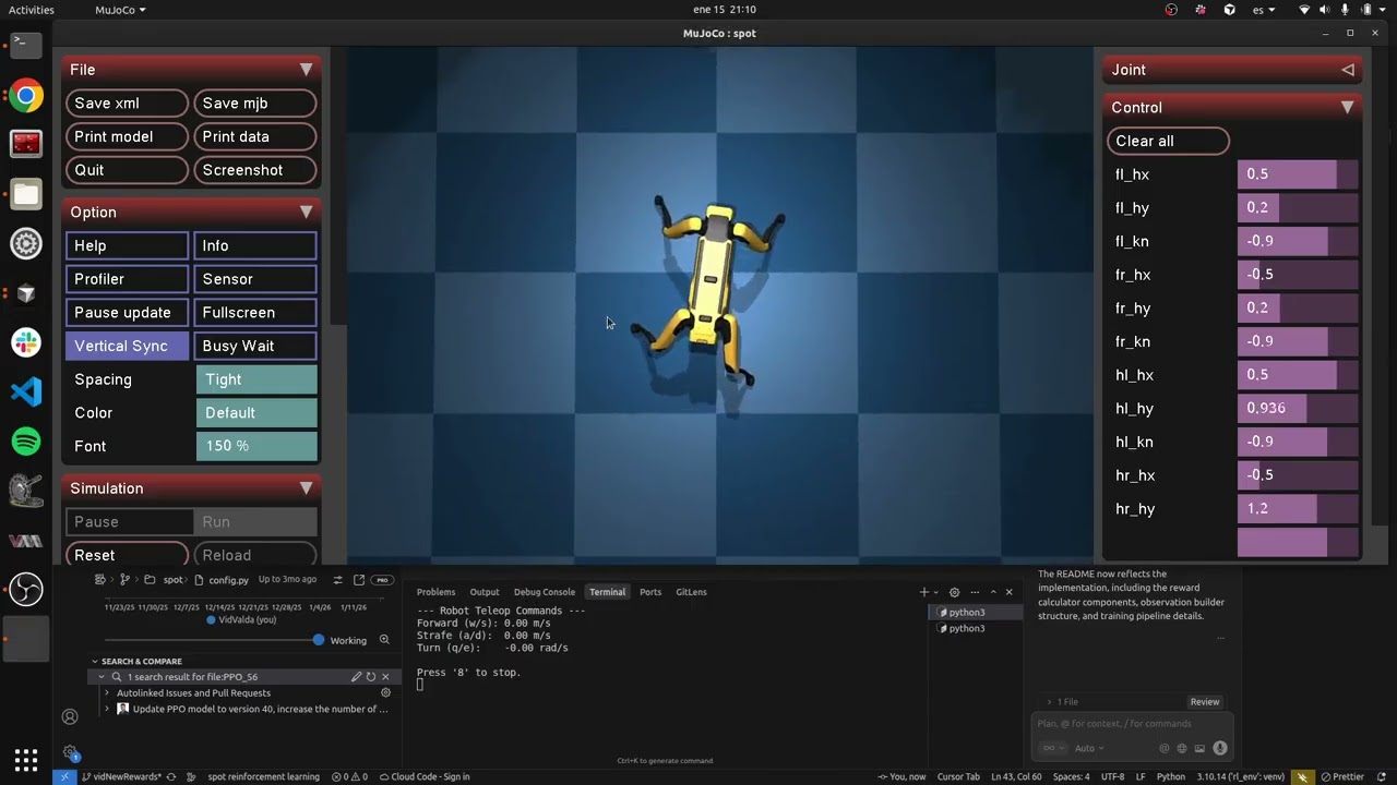 Reinforcement Learning - Quadruped Test