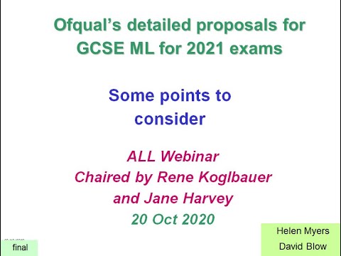 ALL Ofqual Consultation: Speaking Criteria