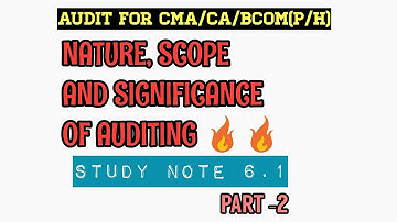 Nature, Scope And Significance of Auditing- Part 2 for CMA/CA/CS/BCOM(P/H)/DUSOL/DUREGULAR