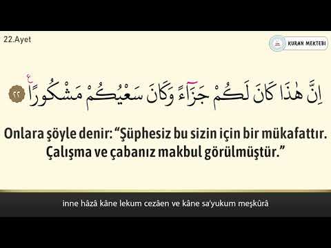 İnsan suresi anlamı dinle Fatih Çollak (İnsan suresi arapça yazılışı okunuşu ve meali)