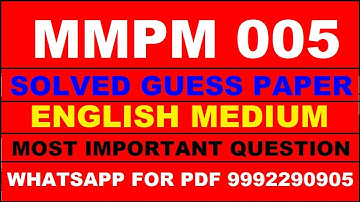 mmpm 5 important questions | mmpm 5 previous year question paper | mmpm 5 study material