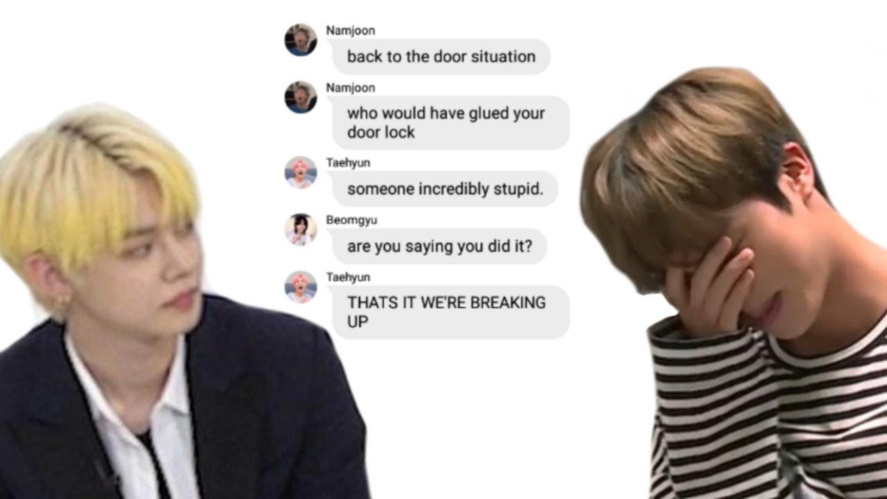 bts and txt texts - the ones who glued the door lock