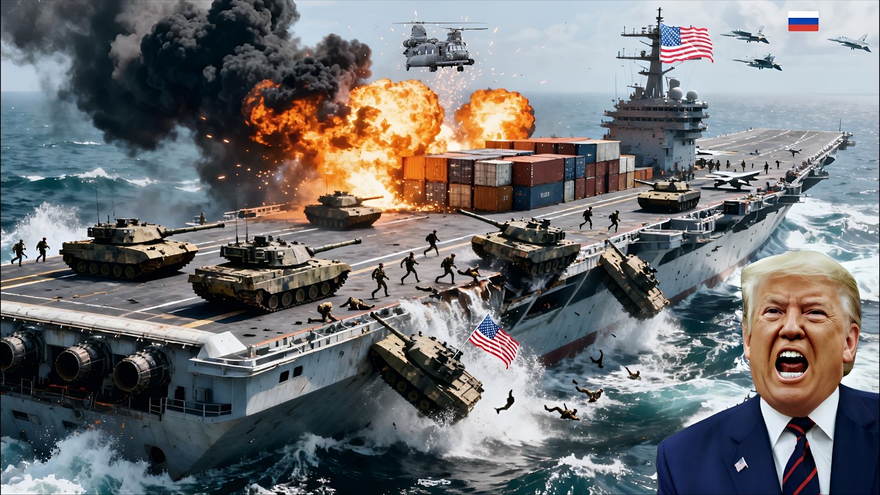 2 hours ago! A US aircraft carrier was brutally destroyed by 9 Russian SU-57 fighter jets!