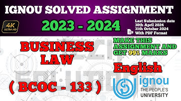BCOC 133 SOLVED ASSIGNMENT 2023-24 IN ENGLISH | BCOC 133 SOLVED ASSIGNMENT 2024 | #BCOC133 IGNOU