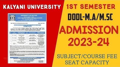 kalyani university m.a/m.sc admission 2023-24 | distance m.a/m.sc | dodl pg admission