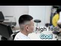 A cool, edgy high fade for him.