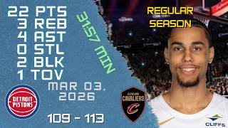 Jaylon Tyson Player Full High Lowlights vs PISTONS 03 03 2026 NBA REGULAR SEASON Game