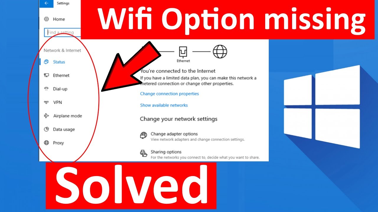 Wifi Option Not Showing In Settings On Windows 10 Wifi