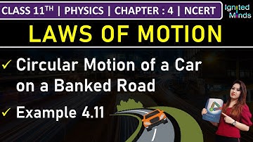 Class 11th Physics | Circular Motion of a Car on a Banked Road | Example 4.11 | Chapter 4 | NCERT