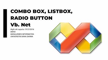 COMBO BOX, LISTBOX, RADIO BUTTON Vb. Net