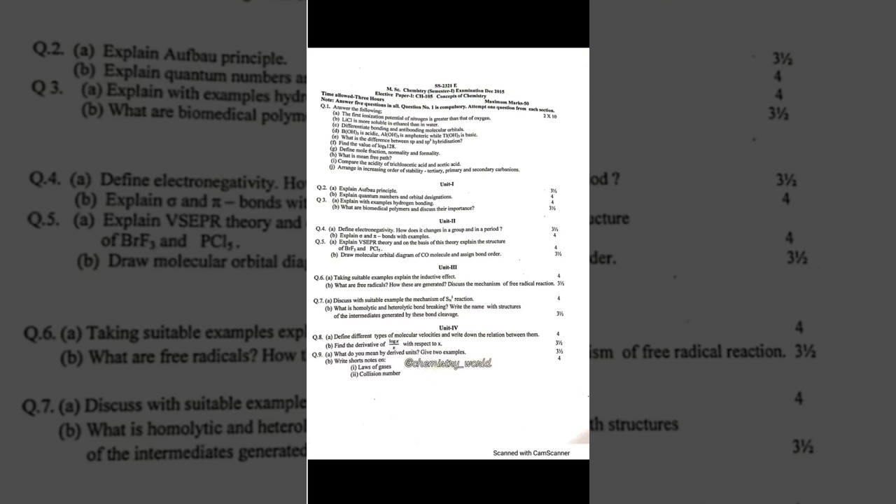 M.Sc (Sem 1) Chemistry 2015 Concepts Of Chemistry LU 