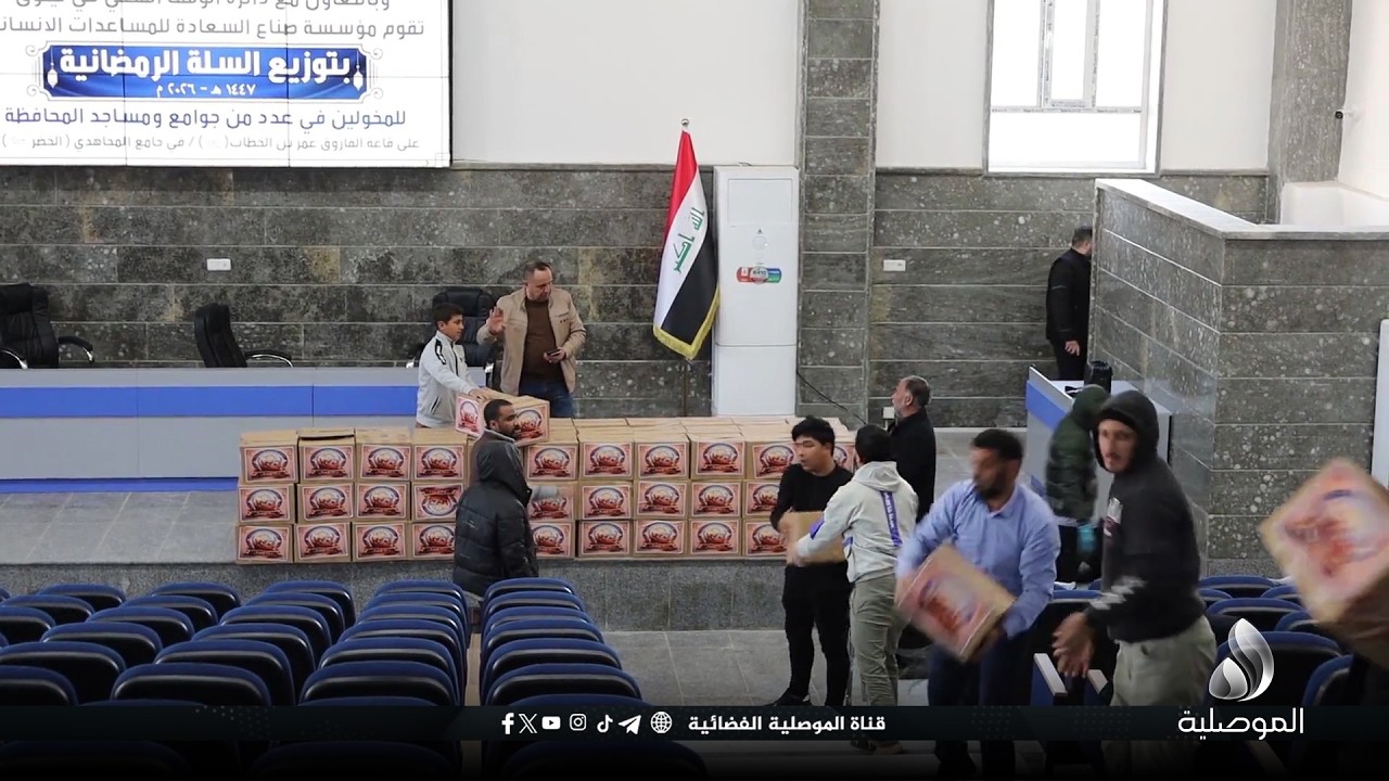 الوقف السني في نينوى يوزع السلة الرمضانية للمخولين في عدد من جوامع ومساجد المحافظة