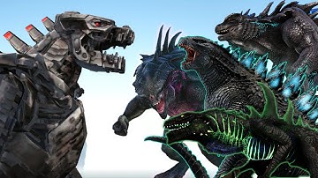 Mecha Godzilla vs Godzillark, Gojiran, Godzilla & King Titan | Ark Battle