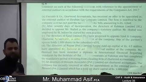 CAF 08 - AUDIT   LECTURE # 35  BY SIR ASIF   SEPTEMBER 2024 ATTEMPT