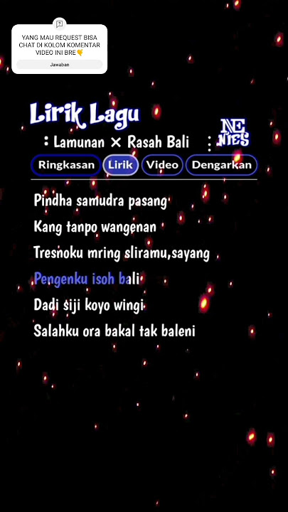 Lirik Lagu Lamunan X Rasah Bali  🙂🎧🎶#liriklagu #laguviral #lagujawa #lamunan #rasahbali  #sadvibes