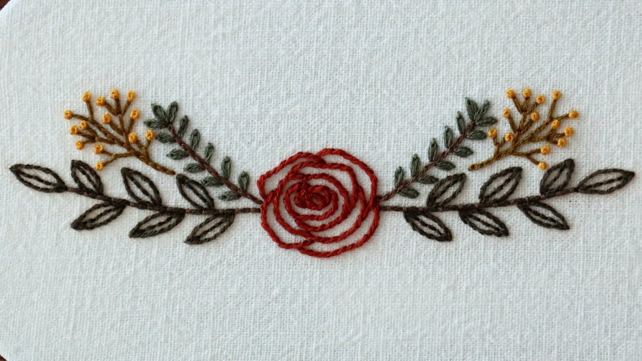 블랑주니의 프랑스자수 - 파우치에 장미꽃 수놓기 feat.스티커 심지 Floral Embroidery