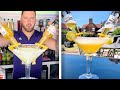 Man cave bartender makes coronathemed margarita cocktail