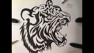 tiger tattoo drawings drawing draw easy paintingvalley