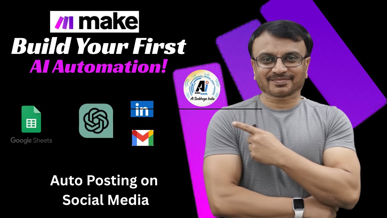Make.com tutorial showing automated LinkedIn post creation