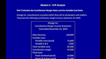Module 4, M4 2, Contribution Margin and Variable Cost Ratios