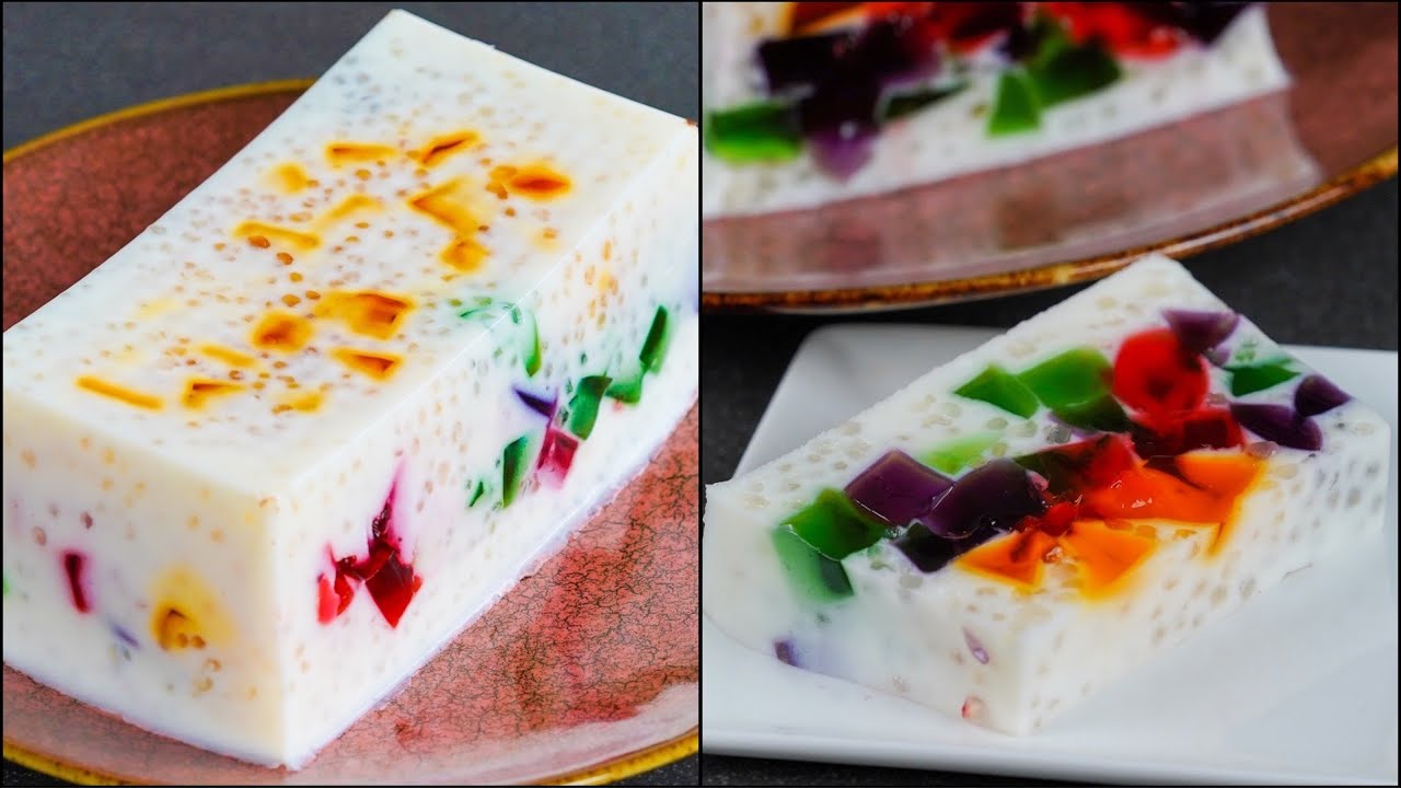 Sago Broken Glass Jelly Pudding | Milk & Jelly Pudding Dessert | Easy No-Bake Tapioca Jelly Dessert