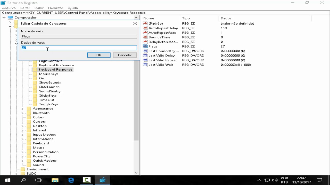MOSTRANDO MEU REGEDIT