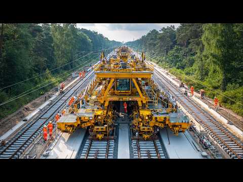 Incredible Track Laying Machine Builds Rail Lines Fast Modern Railway Infrastructure Explained