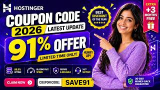Hostinger Coupon Code 2026 Latest Update 91% OFFER Premium Plan ₹525 OFF 😱 | 12 Month Deal