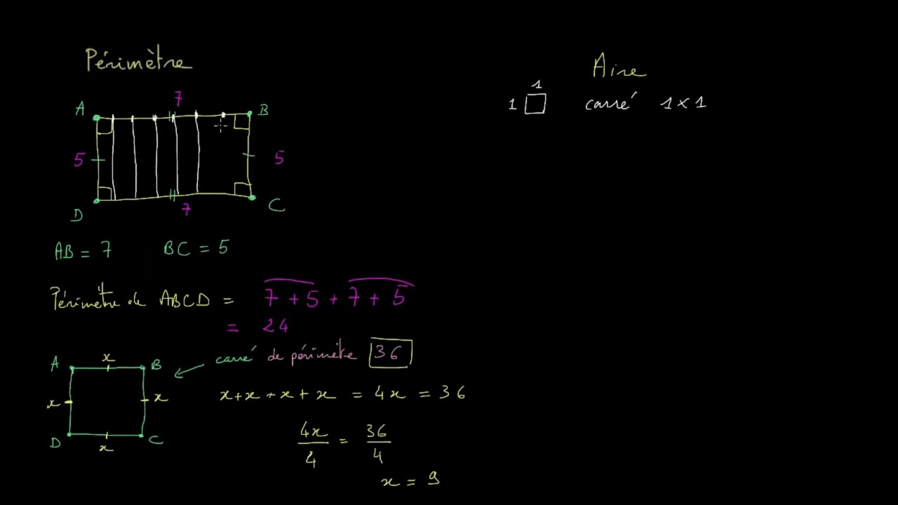 Périmètre et Aire (Collège / Primaire)