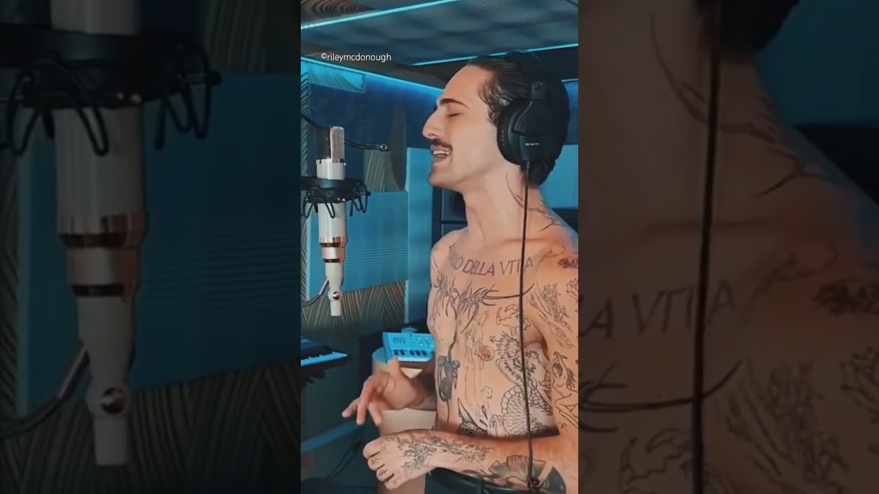 Damiano David studio recording "The First Time"