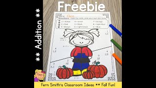 Fall Color By Number Addition Freebie