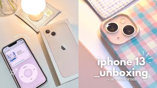 🎀 iphone 13 pink (128gb) unboxing 2023 + phone case accessories