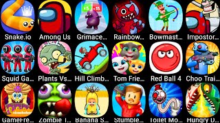 Grimace Runner,Banana Survival Master,Toilet Monster,Plants Vs Zombies 2,Red Ball 4,Bowmaters,Among