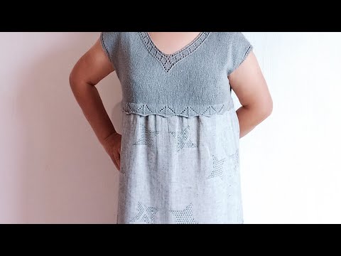 Платье из льна: вязание+ткань - YouTube